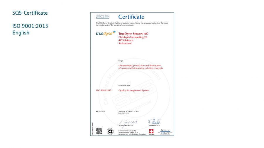 TrueDyne SQS Management System Certificate - EN